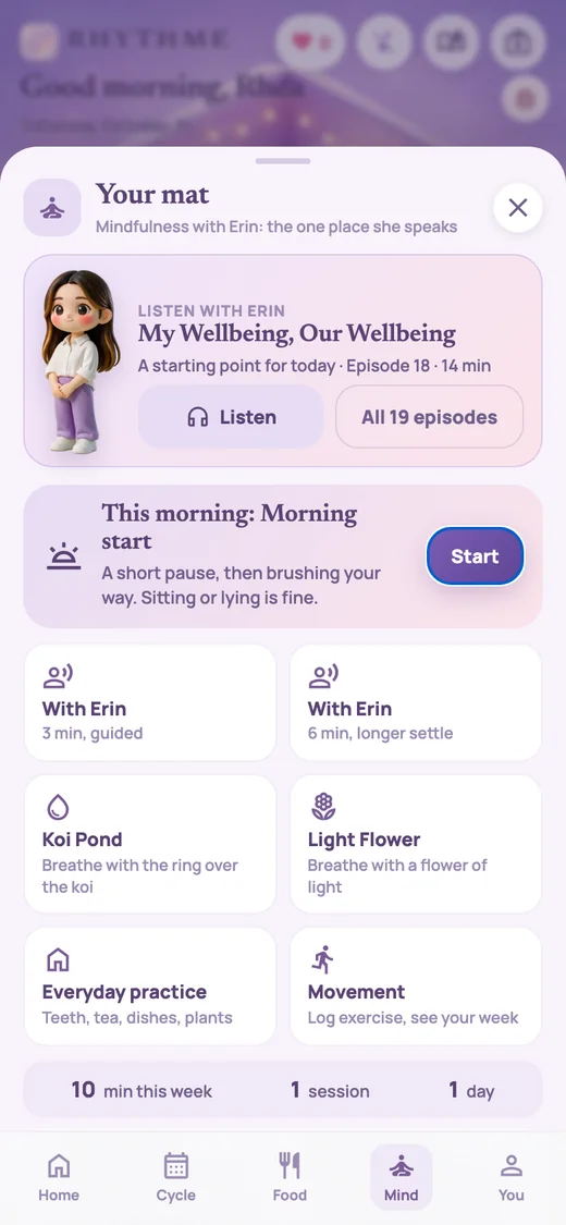 Your mat: listen with Erin and short breathing practices